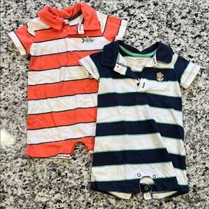 Carter's Orange and Navy Striped Baby Rompers